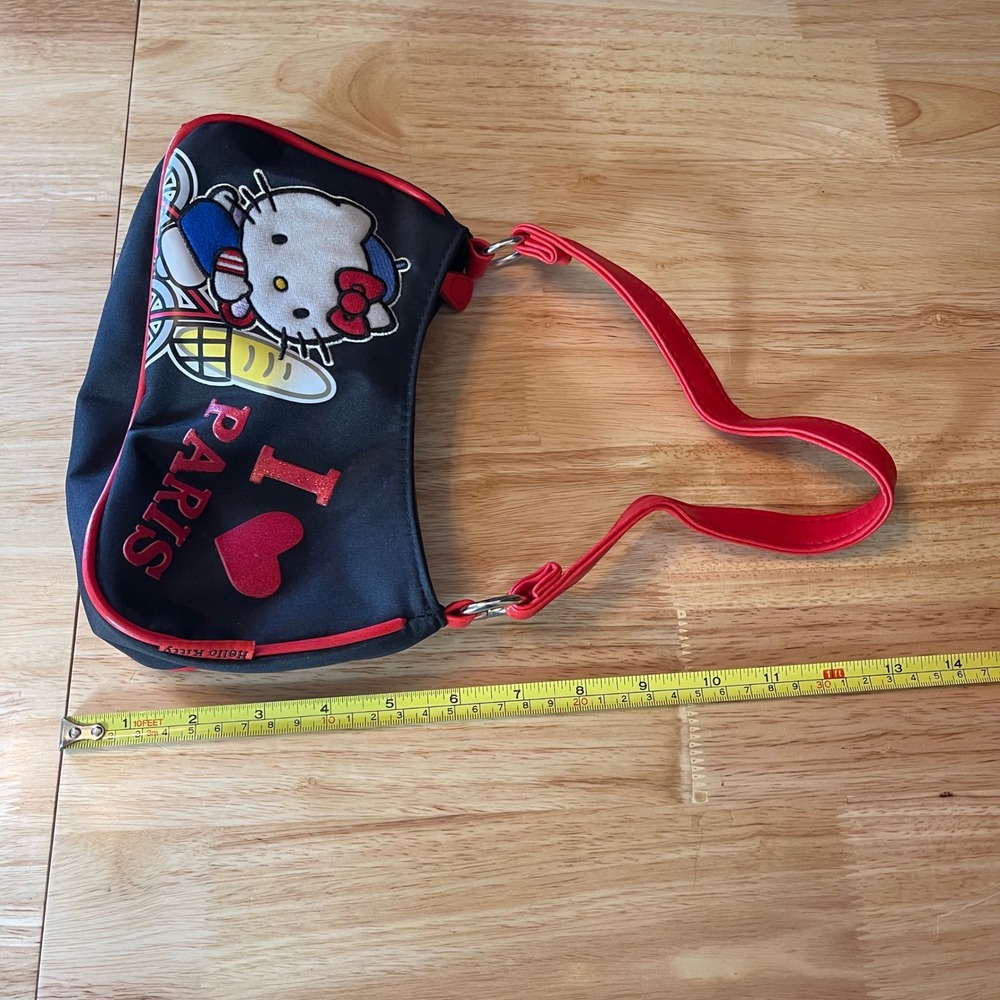 Sanrio Hello Kitty I Love Paris Black Red Trim Shoulder Bag Y2K 2004 Vintage - Picture 6 of 8